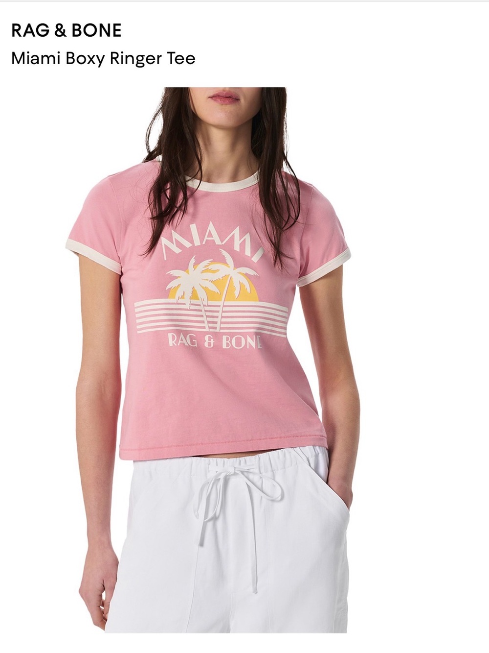 NWT rag & bone Pink Miami Boxy Ringer Tee